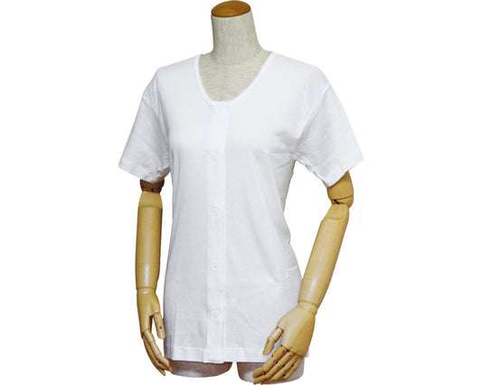 婦人前開きワンタッチテープ式三分袖シャツ / 43253　S　白　1 枚