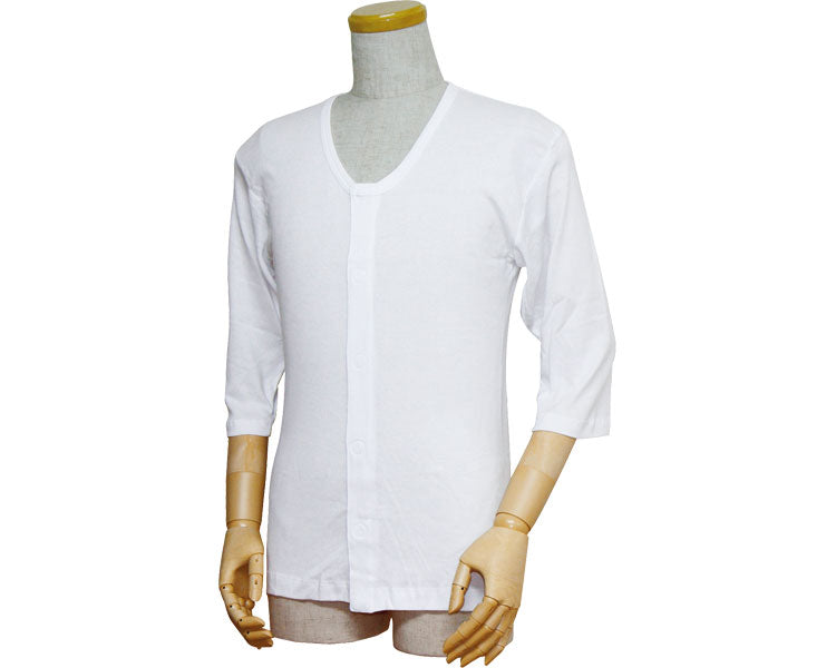 紳士前開きシャツ（ワンタッチテープ式）　七分袖 / 43212　白　LL　1 枚