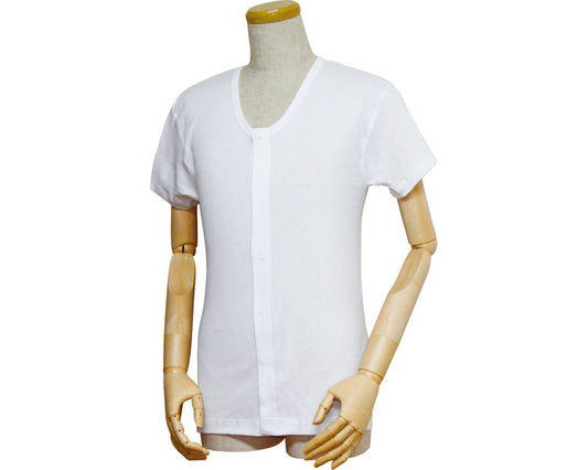 紳士前開きシャツ（ワンタッチテープ式）　半袖 / 43203　白　S　1 枚