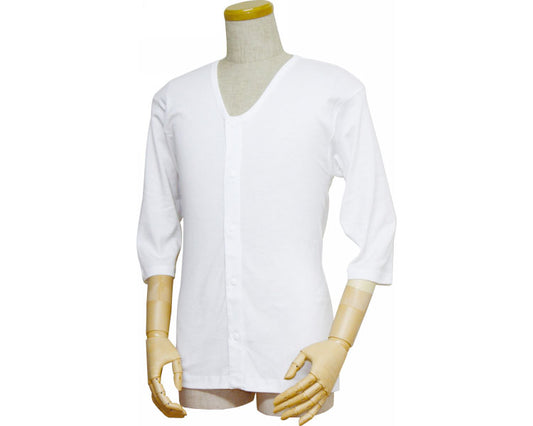 紳士前開き七分袖シャツ（プラスチックホック式） / 43211　白　L　1 枚