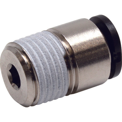 PISCO 튜브 피팅 미니 육각 구멍 부착 스트레이트 튜브 4 접속 구경 R1/8 POC4-01M 1개