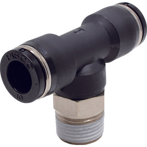 ＰＩＳＣＯ　チューブフィッティング　ティー　適合外径１０×１０ｍｍ　接続口径Ｒ３／８　PB10-03　1 個