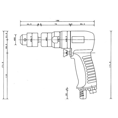 ＶＥＳＳＥＬ　エアードリルピストル型　ＧＴＤ１００−１５　全長１８９ｍｍ　GT-D100-15　1 台