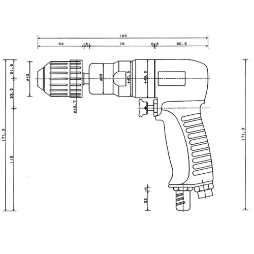 ＶＥＳＳＥＬ　エアードリルピストル型　ＧＴＤ１００−１５Ｋ　全長１９５ｍｍ　GT-D100-15K　1 台