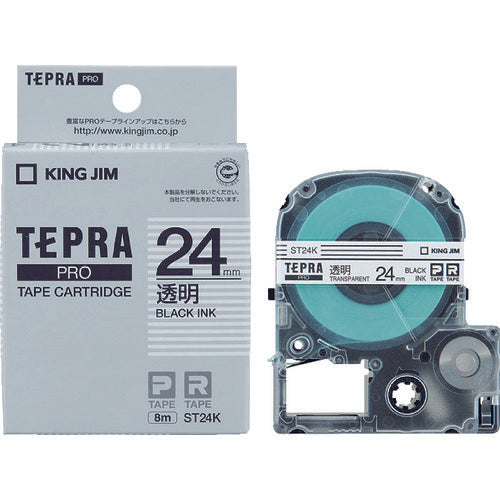 KING JIM [Genuine] "Tepra" PRO tape 24mm transparent label/black text length 8m ST24K 1 piece