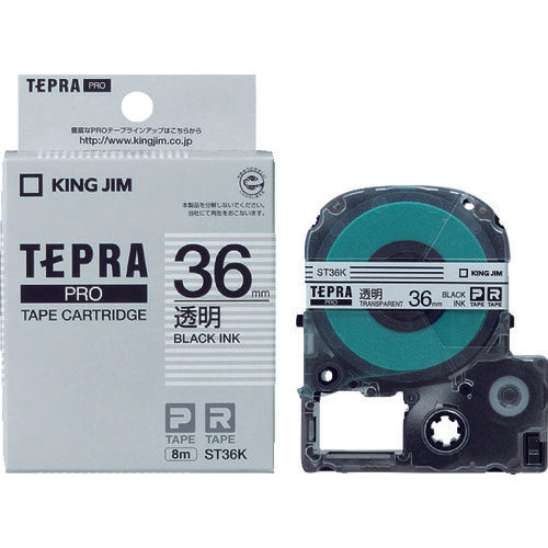 KING JIM [Genuine] "Tepra" PRO tape 36mm transparent label/black text length 8m ST36K 1 piece