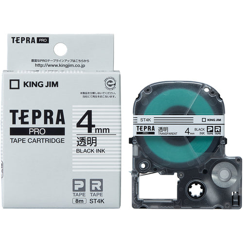 KING JIM [Genuine] "Tepra" PRO tape 4mm transparent label/black text length 8m ST4K 1 piece