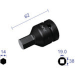 너크 헥사곤 렌치 소켓 삽입각 19.0x대변 14mm 614C 1개