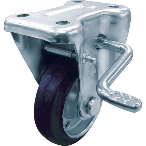 유에이 플레이트식 고정 캐스터 고무 바퀴 직경 100mm 스토퍼 부착 J타입 KB(R)형 설치치수 80×45 WKB-100R 1개