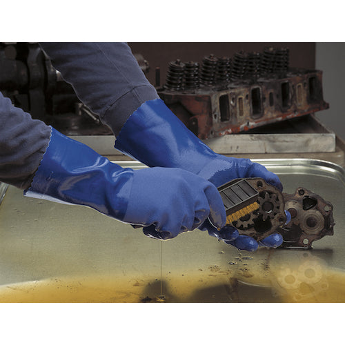 SHOWA PVC gloves No. 660 oil-resistant long vinyl robe, blue, LL size, NO660-LL, 1 pair