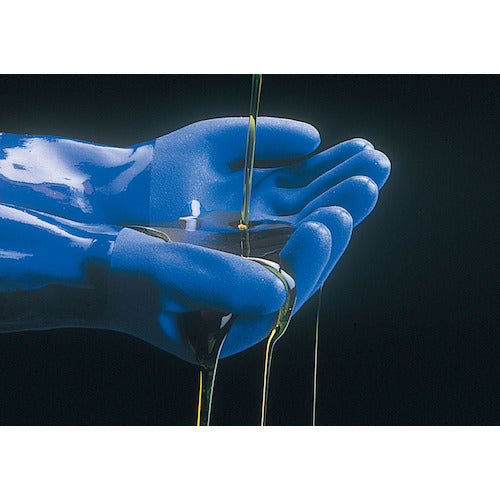SHOWA PVC gloves No. 660 oil-resistant long vinyl robe, blue, LL size, NO660-LL, 1 pair