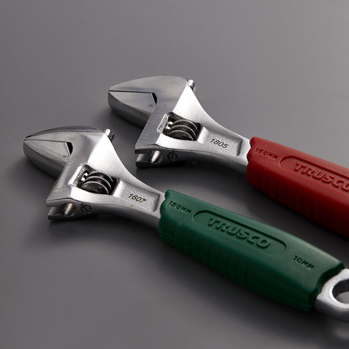 ＴＲＵＳＣＯ　　グリップ付モンキーレンチ　赤　３００ｍｍ　TRMG-300-R　1 丁