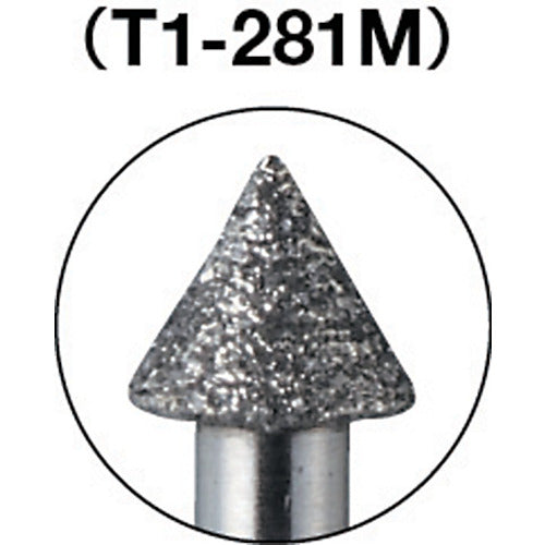 ＴＲＵＳＣＯ　ダイヤモンドバー　Φ３Ｘ刃長２．７Ｘ軸１．６　＃１４０　T1-281M　1 本