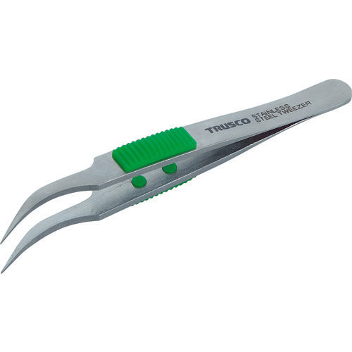 TRUSCO Stainless Steel Tweezers with Rubber Grip, 115mm, Fine Eagle-Shaped TSP-215, 1 Piece