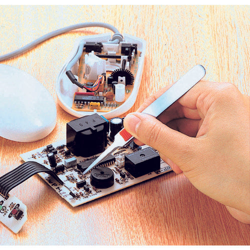 TRUSCO Tweezers with Rubber Grip, Non-adhesive Type, 115mm, Extra Fine Sharp Type, TSP-224, 1 Piece