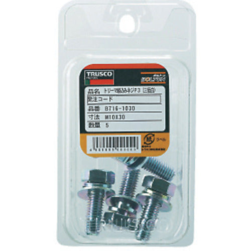 TRUSCO 와셔 임베디드 육각 볼트 트리머 3가 화이트 사이즈 M8 × 16 10 개 입 B716-0816 1 PK