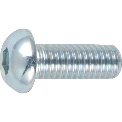 TRUSCO Hexagonal Socket Button Bolt, Trivalent White, Full Thread, M4 x 6, Pack of 25, B774-0406, 1 PK