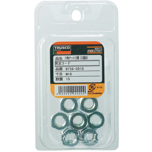 TRUSCO Hexagon Nut Type 3 Trivalent White M16 x 2.0 5 Pieces B756-0016 1 PK