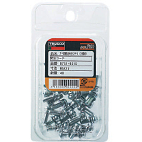 TRUSCO Pan Head Washer Assembled Screw P=3 Trivalent White M6 x 40 14 Pieces (with Spring Washer + JIS Washer) B750-0640 1 PK