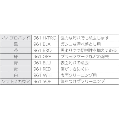 ３Ｍ　取り換え用ハンドパッド（ホルダー９６１用）　黒（ハイプロパッド）　961 H/PRO　1 枚