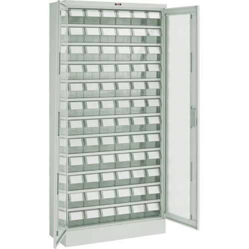 TRUSCCO 컨테이너 랙 케이스 밴 랙 케이스 M형 양열 문 투명 인출 소X72개 투명 T611M-N72S 1대