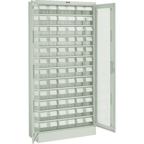 TRUSCCO 컨테이너 랙 케이스 밴 랙 케이스 L형 양쪽 열림 문 투명 인출 대X36개 투명 T611L-N36L 1대