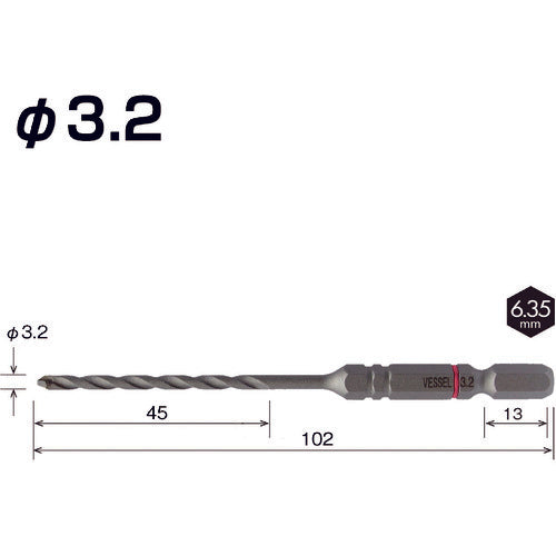 ＶＥＳＳＥＬ　クッションドリルコンクリート用ＡＣＤ　３．２ｍｍ　ACD-3.2　1 本