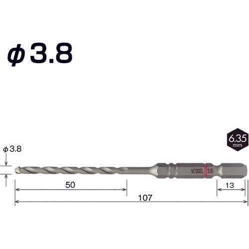 ＶＥＳＳＥＬ　クッションドリルコンクリート用ＡＣＤ　３．８ｍｍ　ACD-3.8　1 本