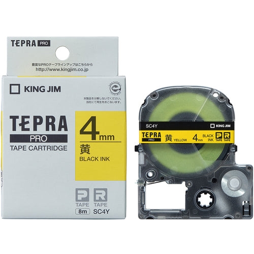 KING JIM [Genuine] "Tepra" PRO tape 4mm yellow label/black text length 8m SC4Y 1 piece
