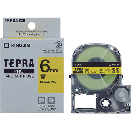 KING JIM [Genuine] "Tepra" PRO tape 6mm yellow label/black text length 8m SC6Y 1 piece