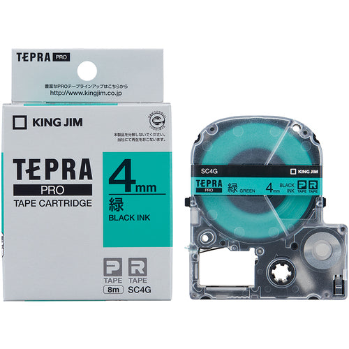 KING JIM [Genuine] "Tepra" PRO tape 4mm green label/black text length 8m SC4G 1 piece