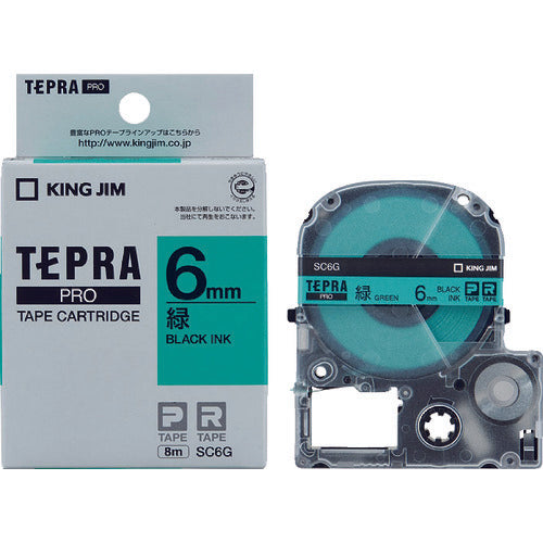 KING JIM [Genuine] "Tepra" PRO tape 6mm green label/black text length 8m SC6G 1 piece