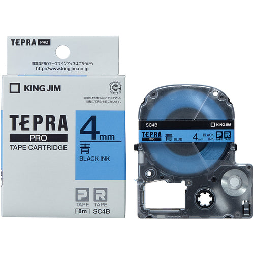 KING JIM [Genuine] "Tepra" PRO tape 4mm blue label/black text length 8m SC4B 1 piece