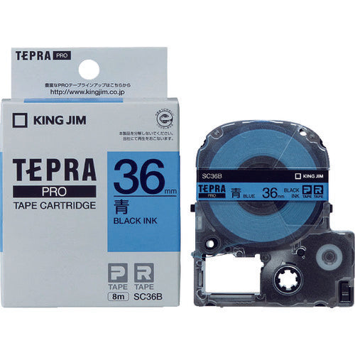 KING JIM [Genuine] "Tepra" PRO tape 36mm blue label/black text length 8m SC36B 1 piece