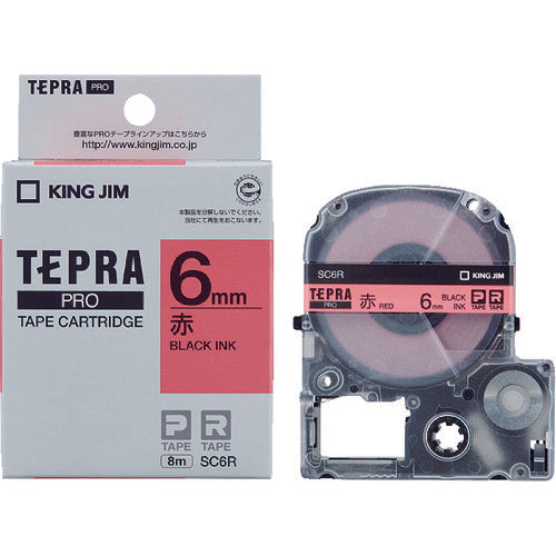 KING JIM [Genuine] "Tepra" PRO tape 6mm red label/black text length 8m SC6R 1 piece