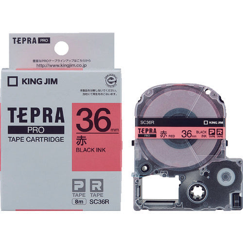 KING JIM [Genuine] "Tepra" PRO tape 36mm red label/black text length 8m SC36R 1 piece