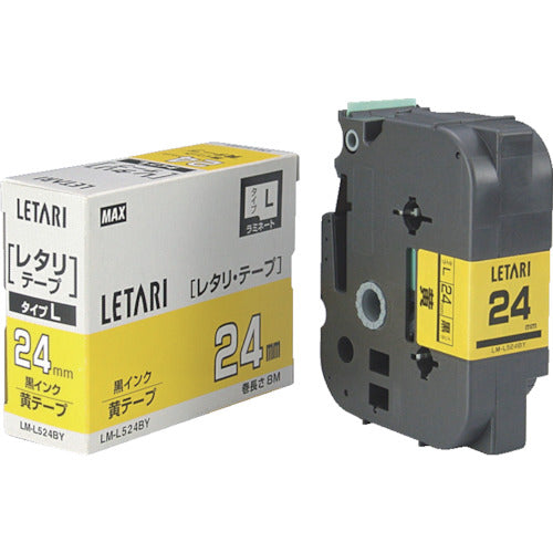 ＭＡＸ　ビーポップミニ用ラミネートテープ　２４ｍｍ幅　黄×黒文字　８ｍ巻　LM-L524BY　1 個