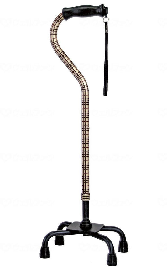 Shima Seisakusho All Aluminum Quad Cane, Stylish Four-Point Type, Low Type, Lattice BR
