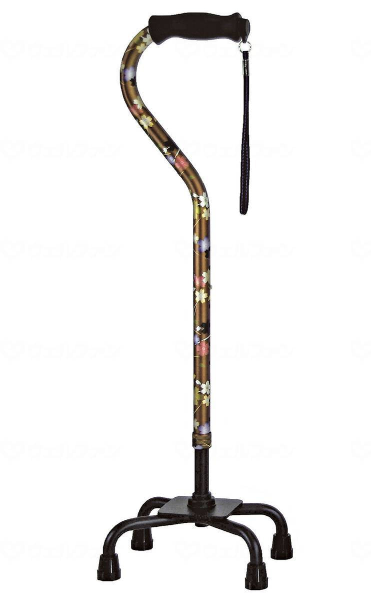 Shima Seisakusho All Aluminum Quad Cane, Stylish Four-Point Type, Low Type, Sakura BR