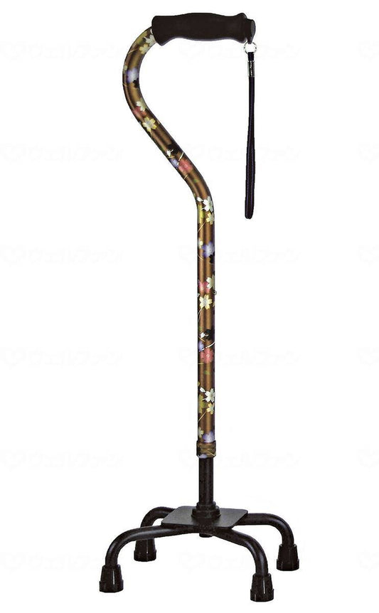 Shima Seisakusho All Aluminum Quad Cane, Stylish Four-Point Type, Low Type, Sakura BR