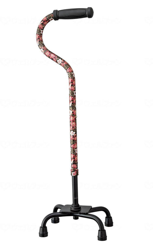 Kowa Seisakusho Teicob Aluminum 4-Point Cane Red Flower