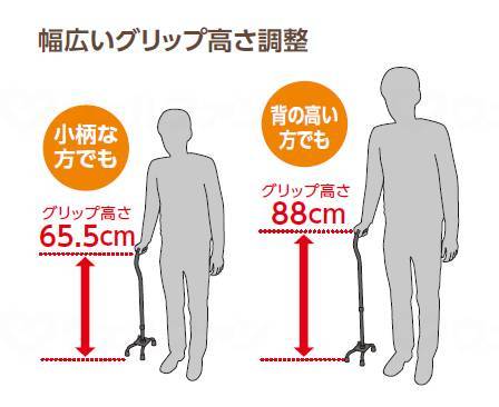 유키와 제작소 테이콥 알루미늄제 4점 지팡이 핑크 플라워
