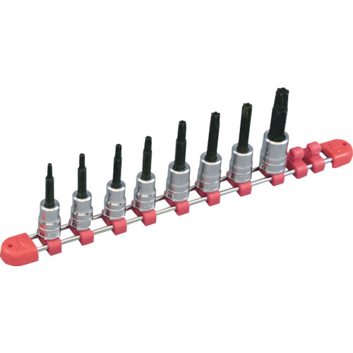 KTC 9.5 sq. Long T-type Tamper-proof Torx Bit Socket Set [8-piece set] TBT3L08TH 1 S