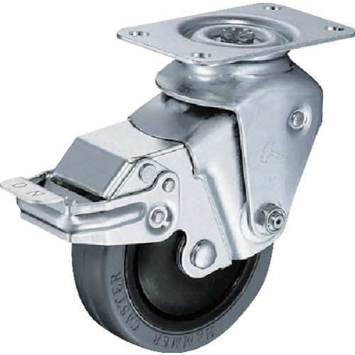 Hammer Cushion Caster Swivel Rubber Wheel 100mm Wire Diameter 2.3mm With Stopper 935BBE-FR100-23 1 pc