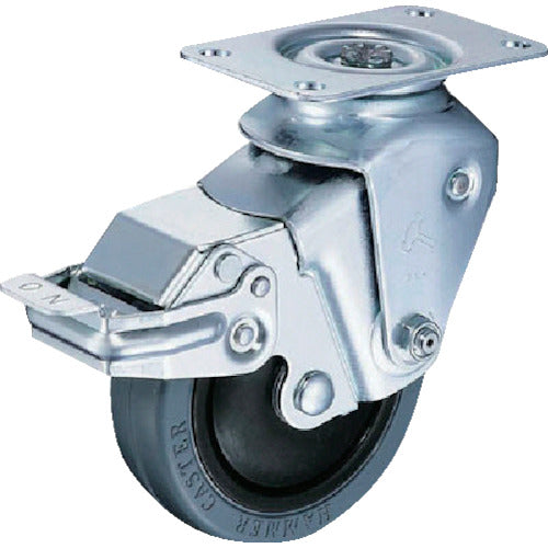 Hammer Cushion Caster Swivel Rubber Wheel 100mm Wire Diameter 2.6mm With Stopper 935BBE-FR100-26 1 pc