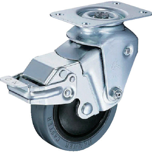 Hammer Cushion Caster Swivel Rubber Wheel 100mm Wire Diameter 3.2mm With Stopper 935BBE-FR100-32 1 pc