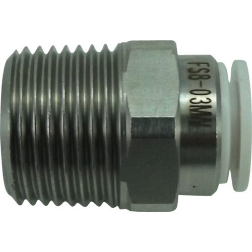 치요다 파이브 SUS 메일 커넥터 화이트 8mm·R3/8 FS8-03MW 1개