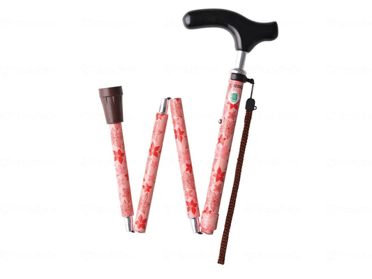 WithOne Folding Aluminum Walking Stick EAS Azalea Pink