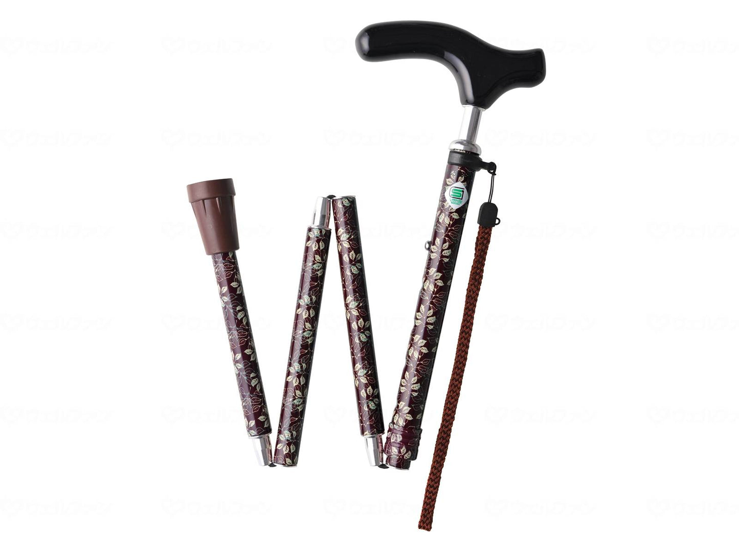 WithOne Folding Aluminum Walking Stick EAS Leaf Brown