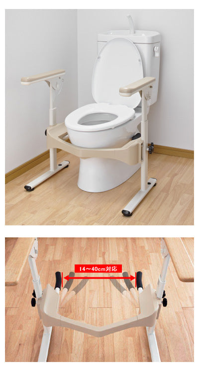 安寿　洋式トイレ用フレーム　S-はねあげR-2 / 533-086　プラスチック製ひじ掛け　1 台